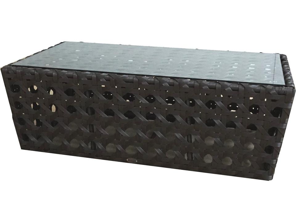 Open Wicker Rectangular Glass Top Coffee Table