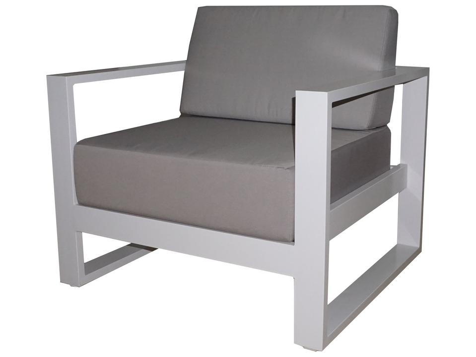 Aruba Sectional Aluminum Lounge Chair with Silver Acrylic Cushion