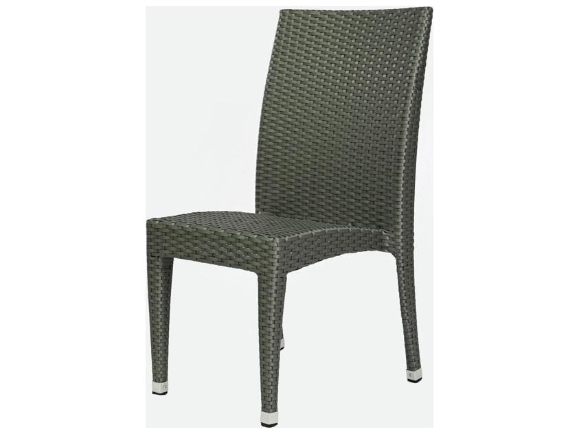 Venice Wicker Dining Side Chair in Gray