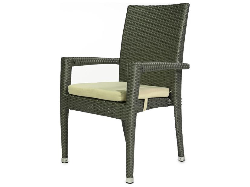 Venice Wicker Dining Arm Chair in Gray