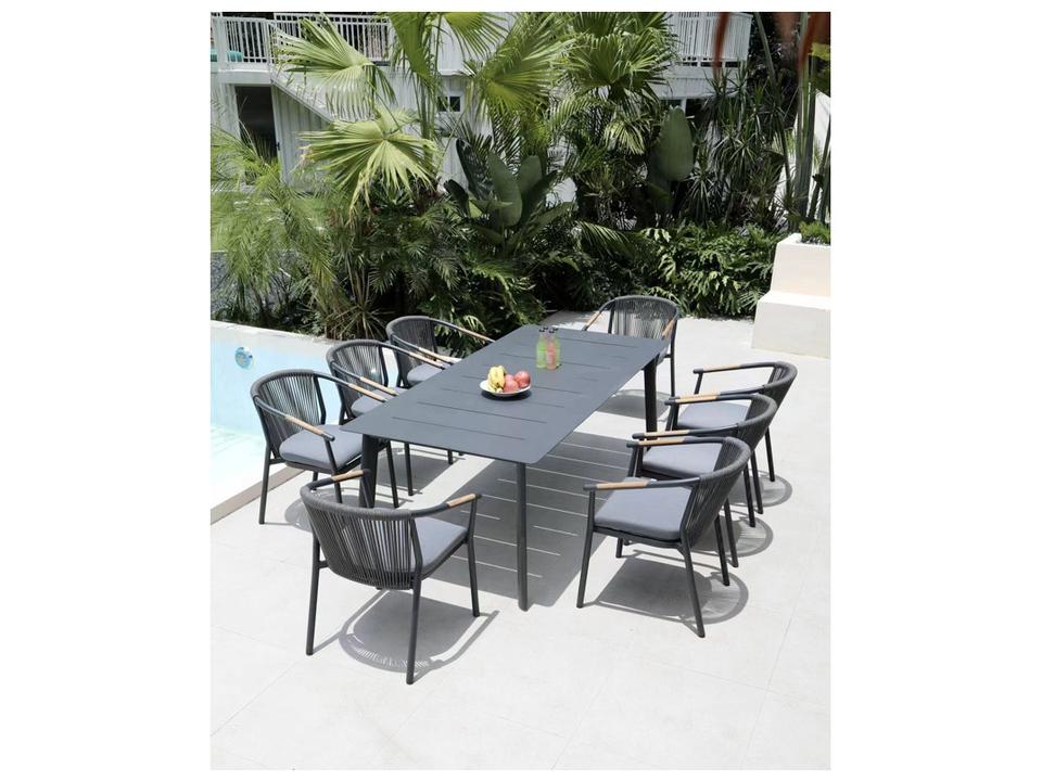 Curacao 60-Inch Rectangular Aluminum Dining Table in Charcoal