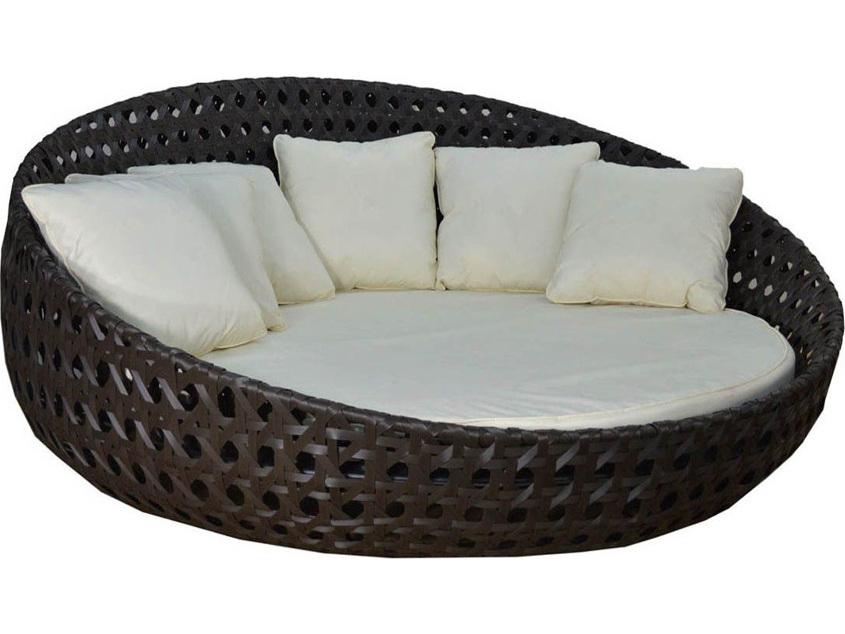Round Cushion Wicker Brown Round Lounge Bed
