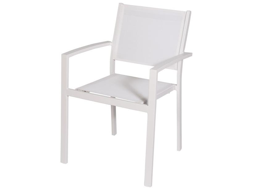 Aruba Sling Aluminum Dining Arm Chair in White
