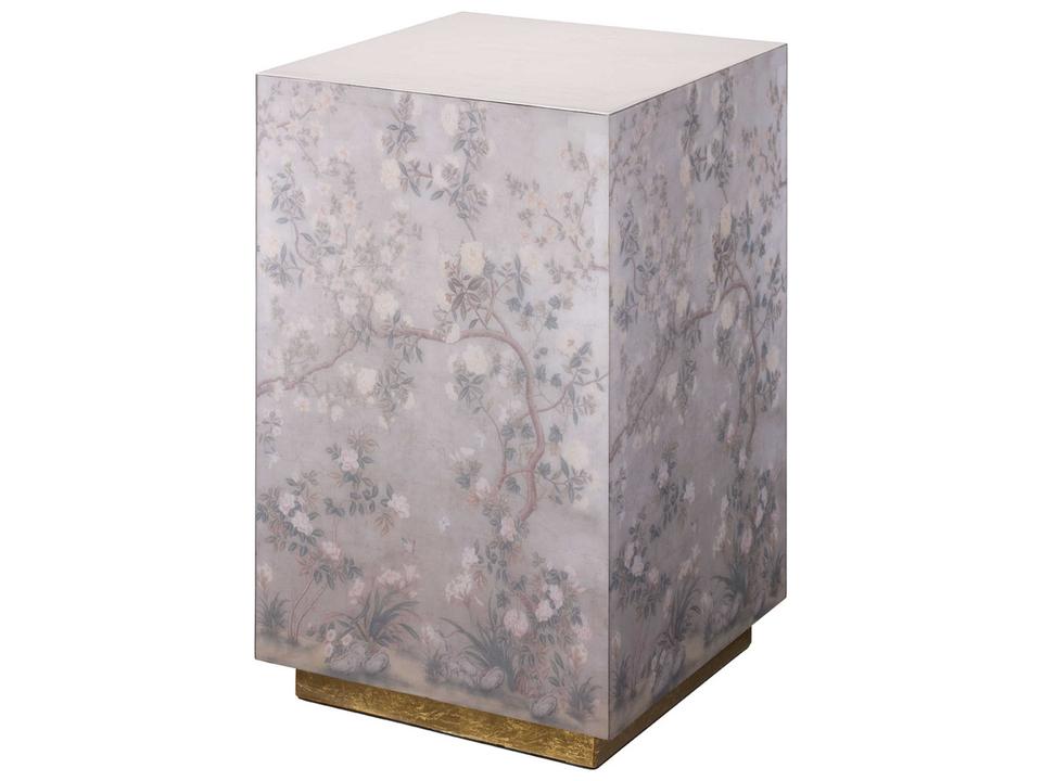 Garland Floral 14-Inch Square End Table Pink Gold Leaf