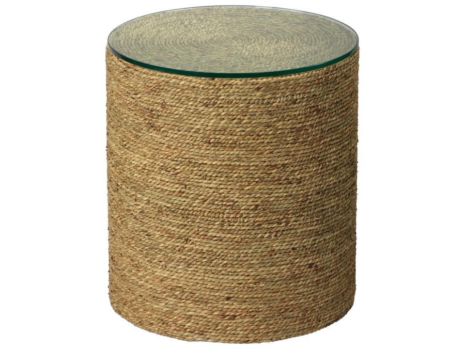 Harbor Round Glass Natural Seagrass End Table