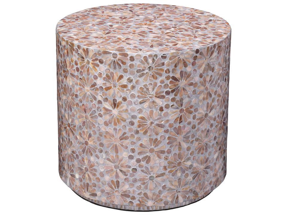 Marigold Round End Table in Mother of Pearl and Wood