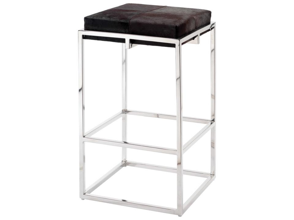 Shelby Art Deco Espresso Hide Nickel Metal Bar Stool