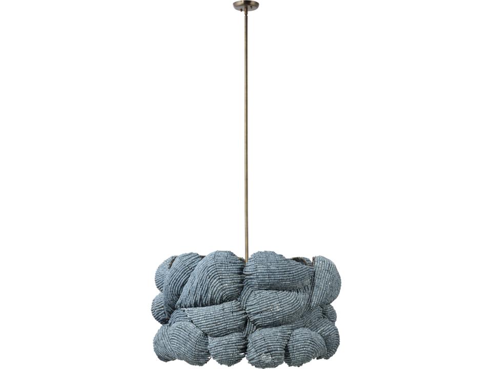 6-Light Anguilla Blue Wood Bead Drum Chandelier