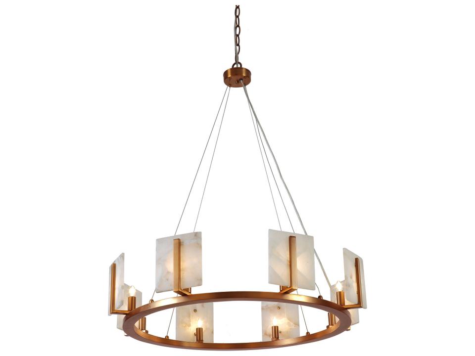 8-Light Halo Chandelier Antique Brass Alabaster
