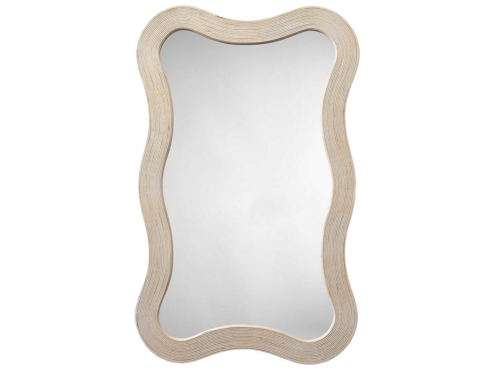 Dali Curved Bamboo Wall Mirror in Cream