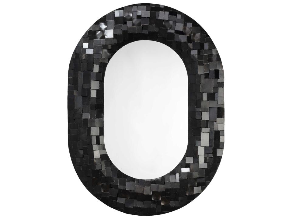 Evelyn Rectangle Wall Mirror with Mother of Pearl Inlay Black