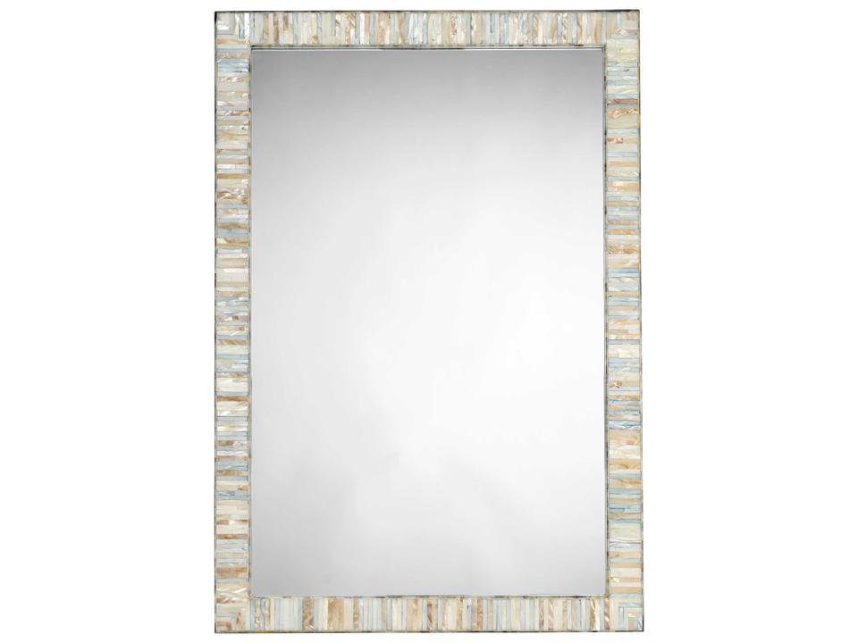 Heron Wall Mirror with Iridescent Mother of Pearl Frame in Blue
