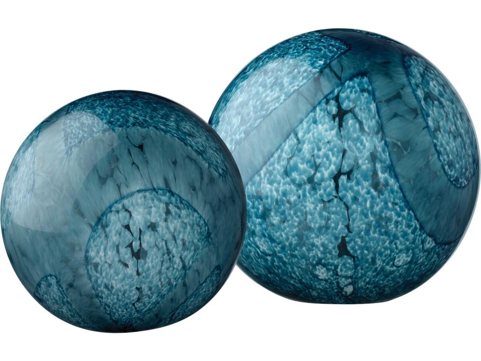 Cosmos Indigo Swirl Hand-Blown Glass Decorative Balls Set of Two