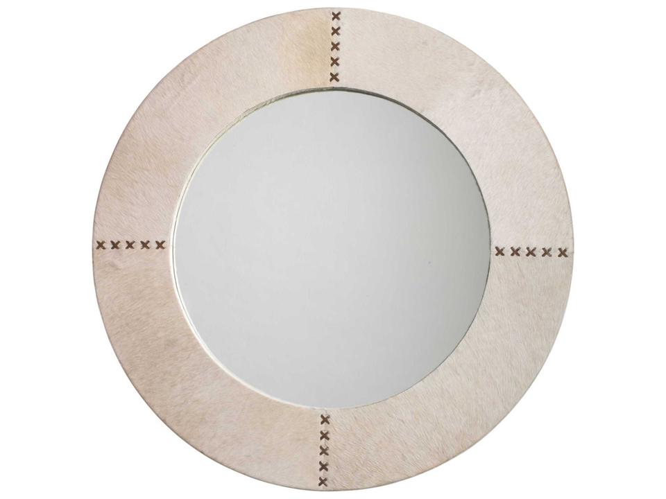 Cross Stitch Round Wall Mirror in White Hide