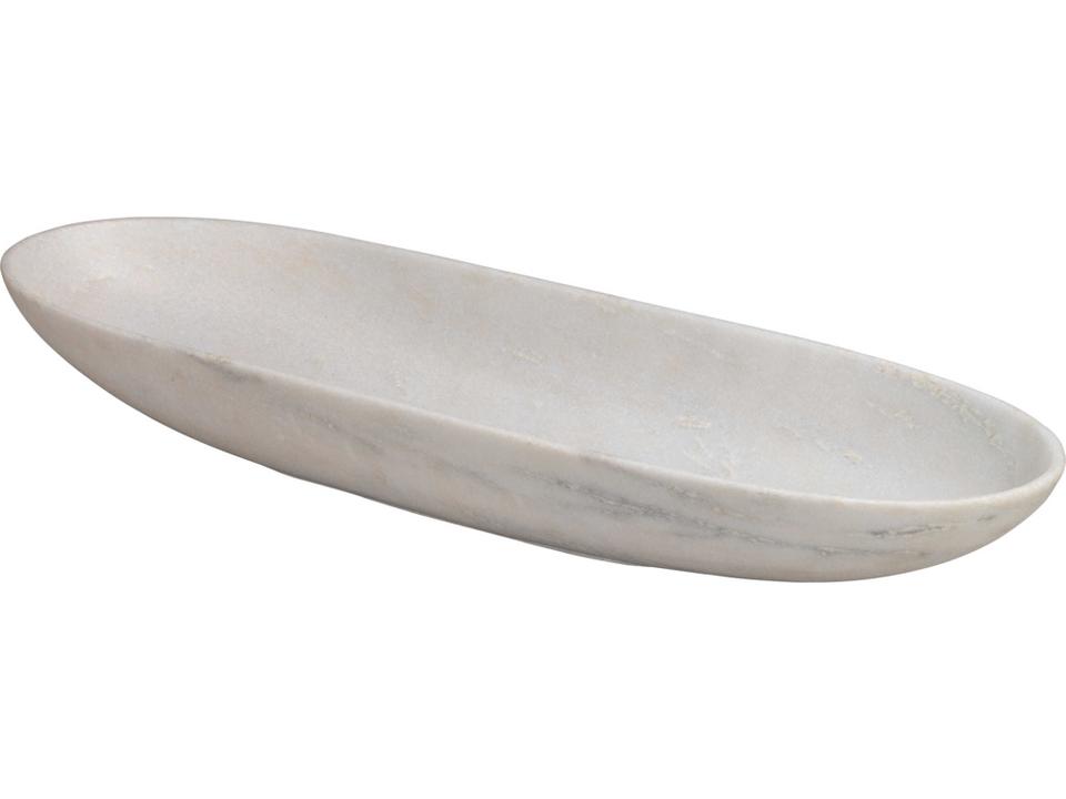 Long Oval Decorative Bowl in White Marble