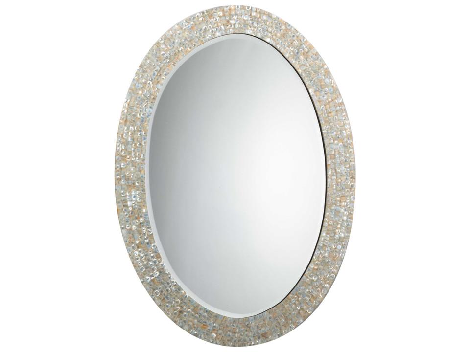 Oval Mother-of-Pearl Accent Mirror in Cream