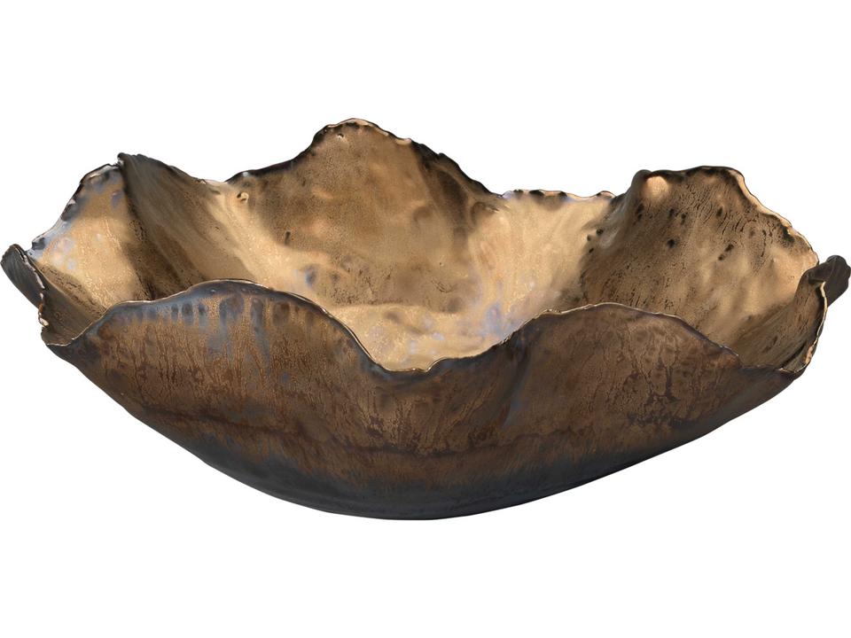 Peony Antique Gold Ceramic Large Bowl