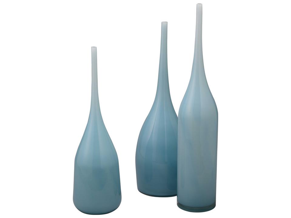 Pixie 3-Piece Periwinkle Blue Glass Decorative Vase Set