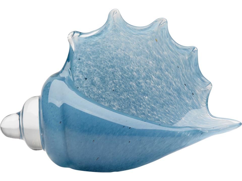 Triton Hand-Blown Glass Decorative Shell in Steel Blue