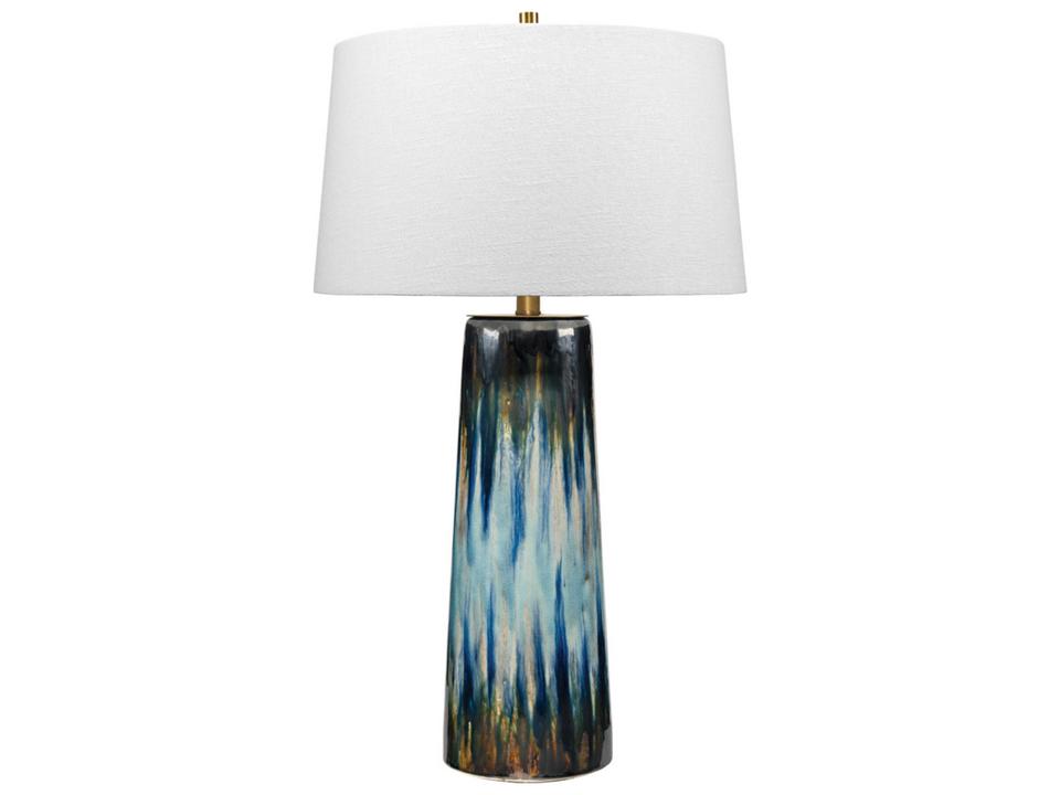 Brushstroke Aqua Blue Abstract Glaze Ceramic Table Lamp