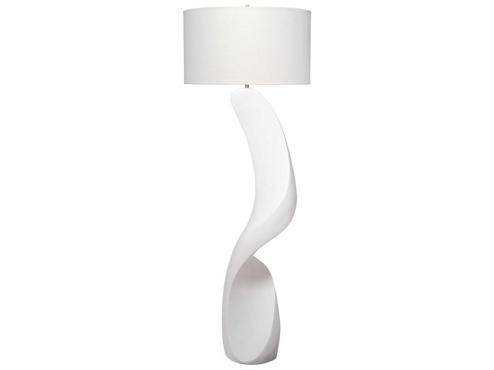 Cobra Smooth White Ricestone Floor Lamp with Linen Shade