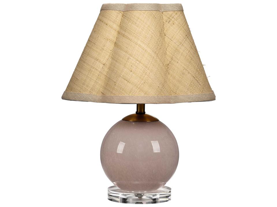 Dottie Hand-Blown Glass Table Lamp in Pink with Raffia Shade