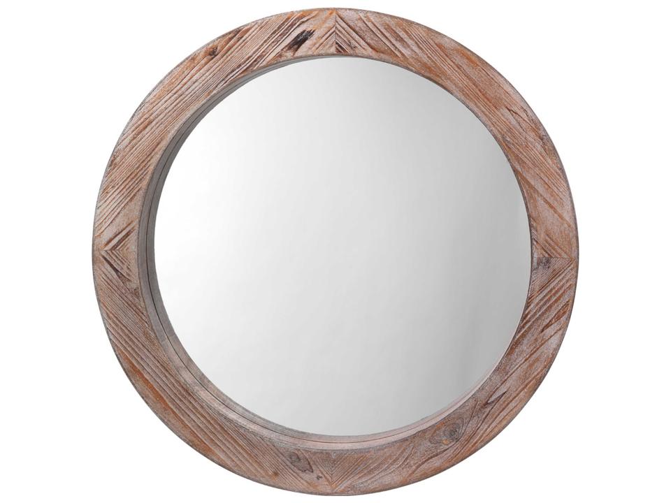 Reclaimed Round Wall Mirror with Grey Wash Finish