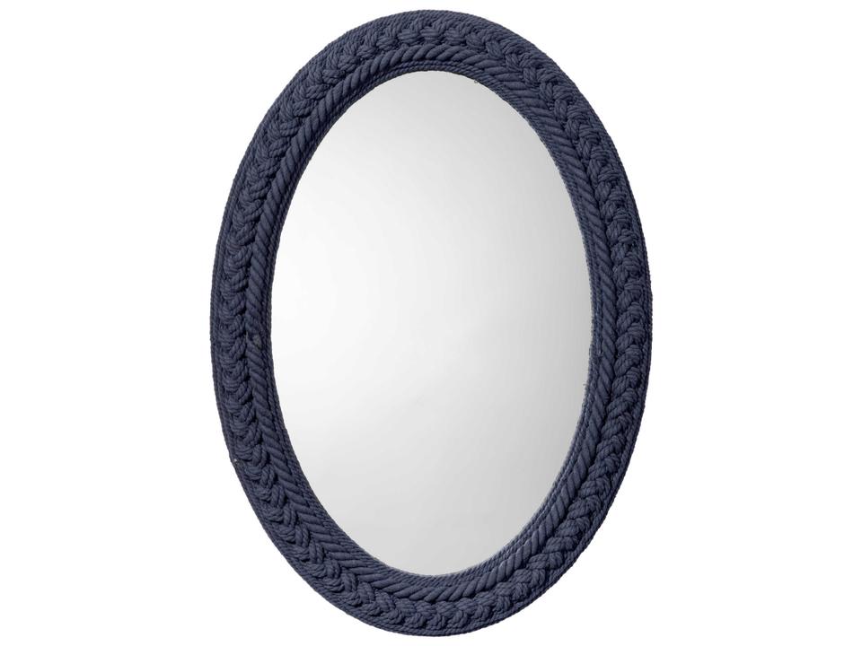 Club Indigo Oval Wall Mirror with Braided Cotton Rope Frame