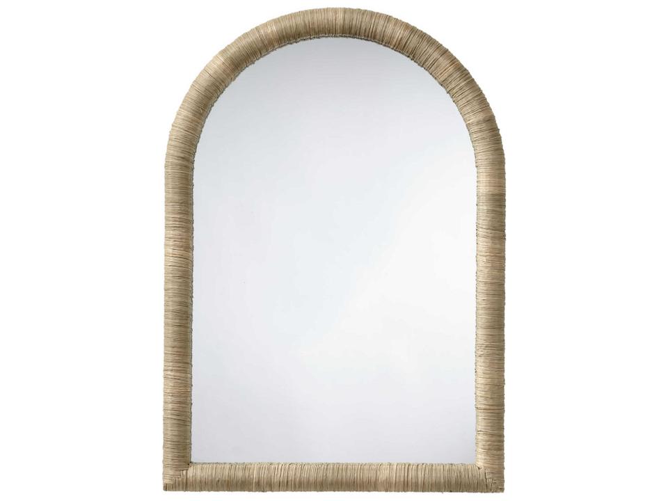 Hilltop Natural Arched Wall Mirror with Seagrass Frame