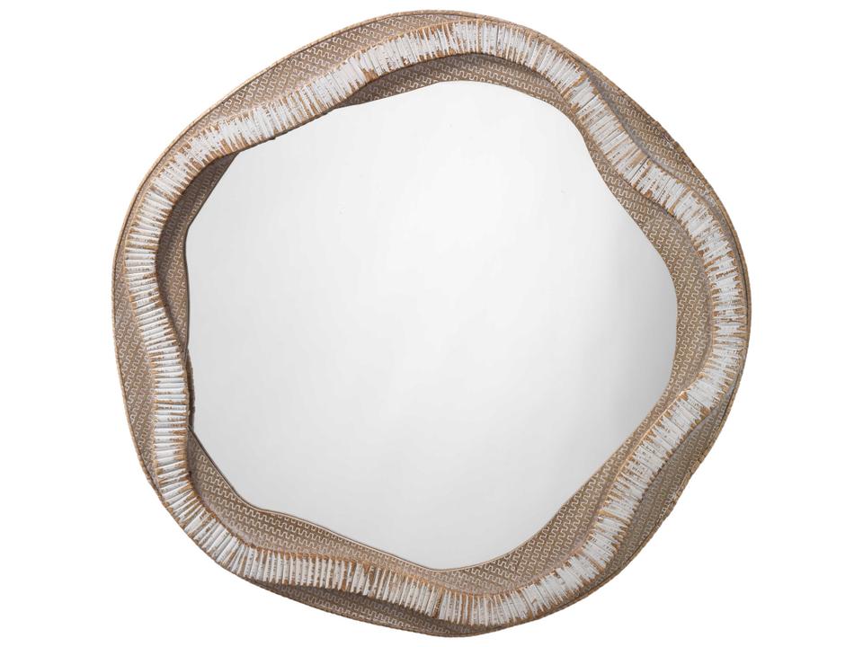 River Organic Round Wall Mirror in Beige and Cream