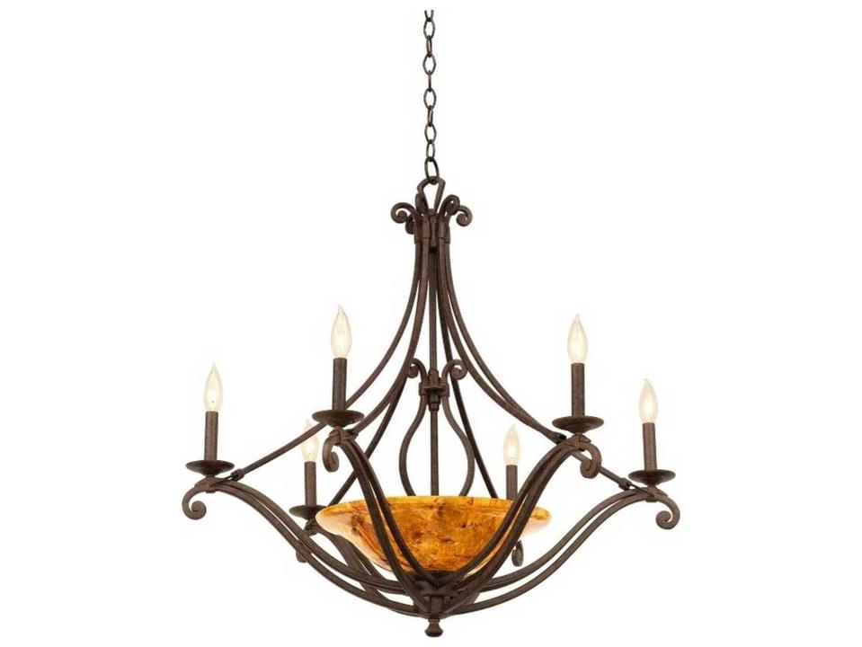 Somerset 6-Light Tortoise Shell Brown Traditional Candelabra Chandelier