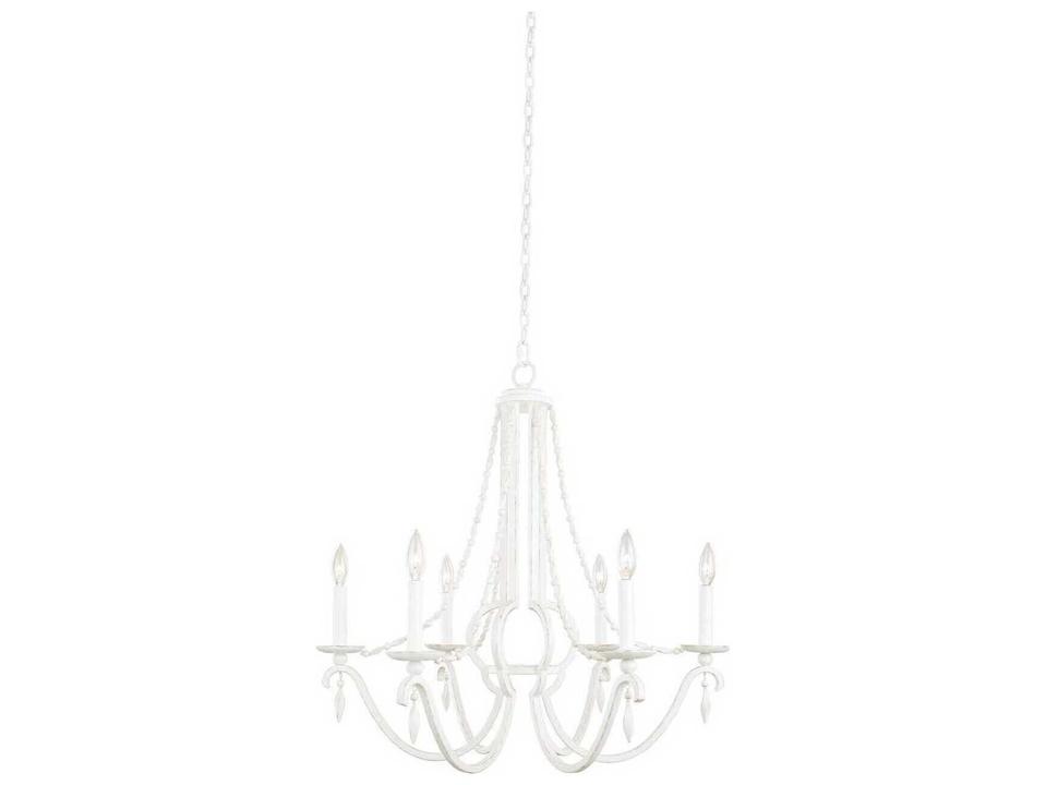 Acadia 6-Light Distressed White Traditional Candelabra Chandelier