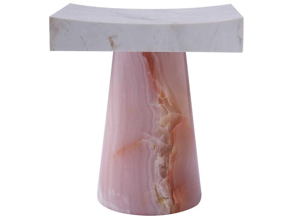 Giada Square Pink Jade White Marble End Table
