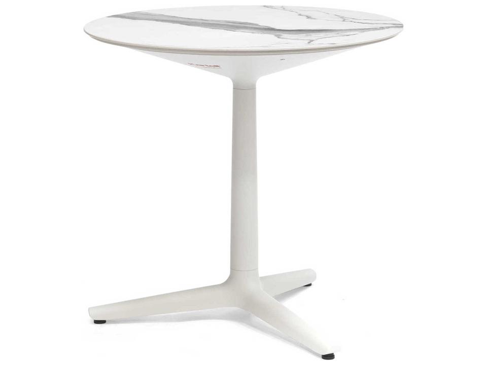 Multiplo White Marble Die-Cast Aluminum Round Dining Table