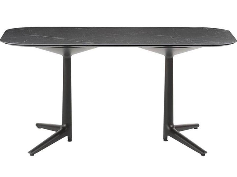 Multiplo XL Black Marble Aluminum Rectangular Dining Table