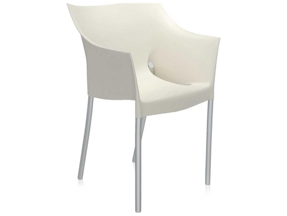 Dr No Opaque Wax White Aluminum Resin Dining Arm Chair (Sold in 2)
