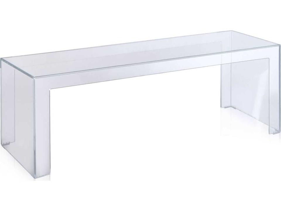 Kartell Invisible 47 Inch Transparent Crystal PMMA Rectangular Coffee Table