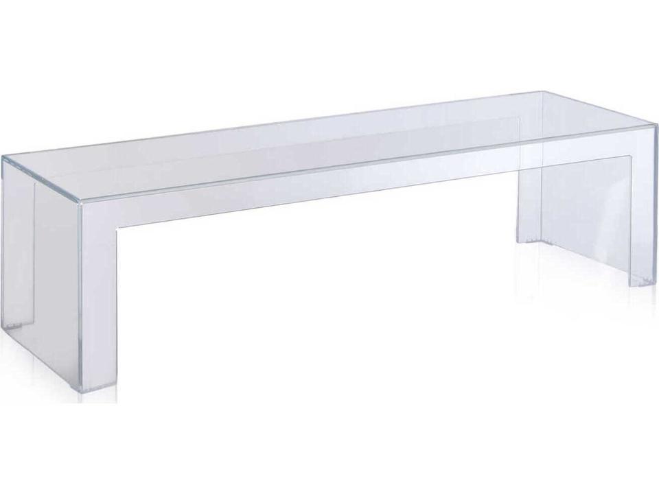 Invisible Side 47 Inch Rectangular PMMA Coffee Table in Transparent Crystal