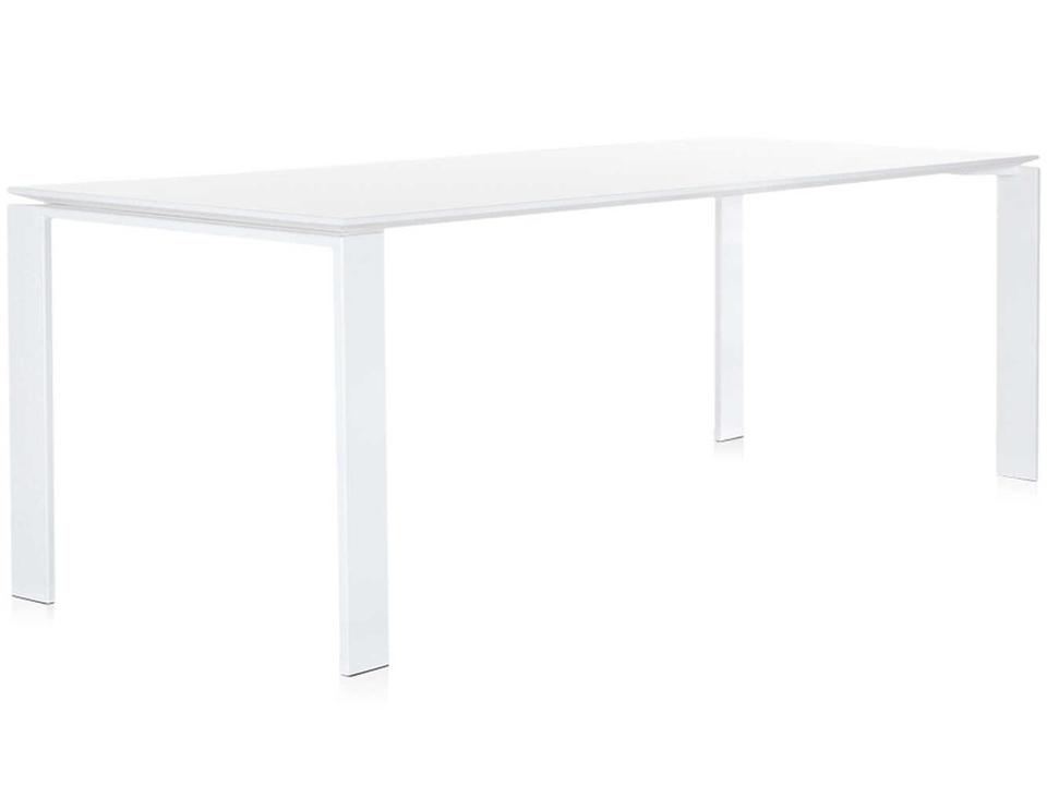 Four White Steel Rectangular Dining Table