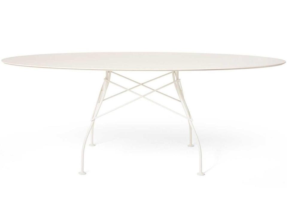 Glossy Steel Oval Dining Table