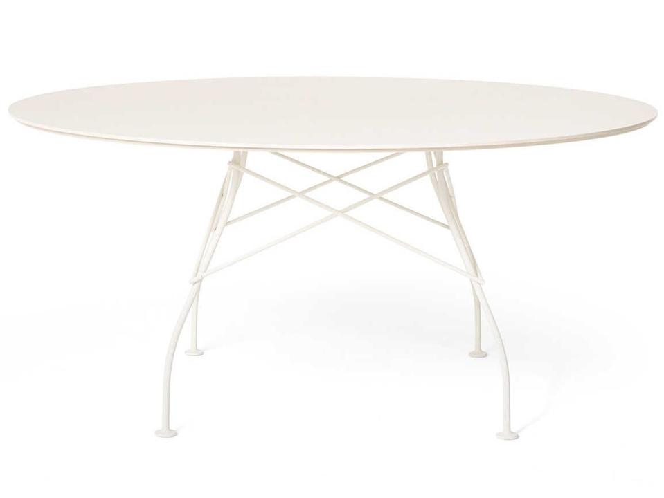 Glossy Steel Oval Dining Table