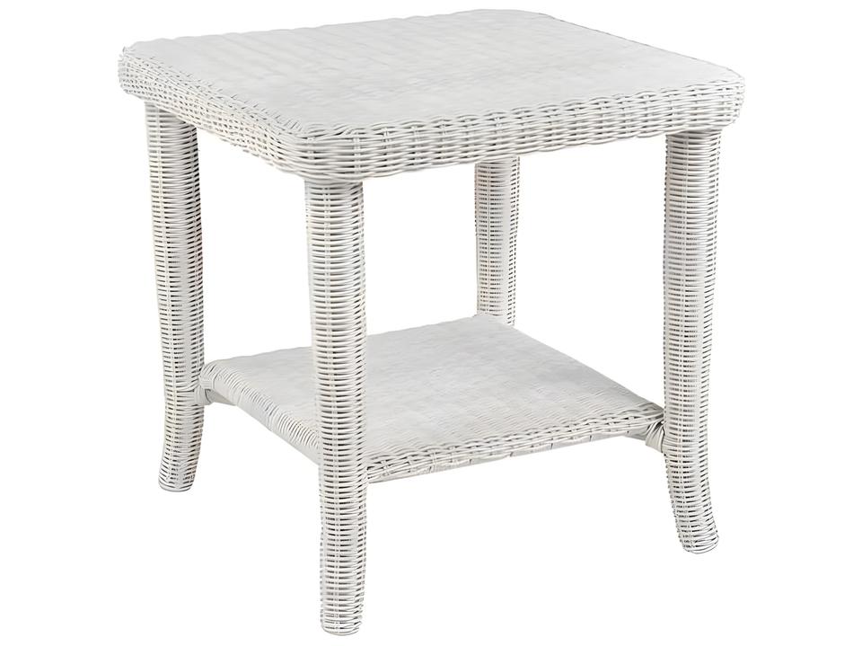 Cape Cod 23-Inch Square Side Table in White All-Weather Wicker