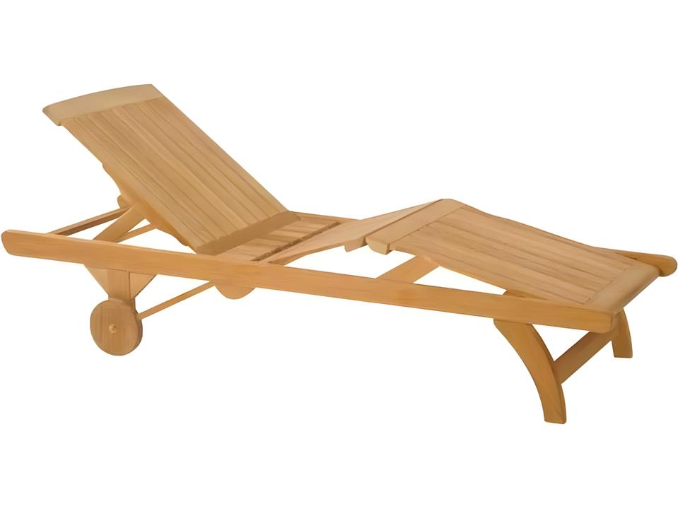 Classic Adjustable Teak Outdoor Chaise Lounge with Wheels