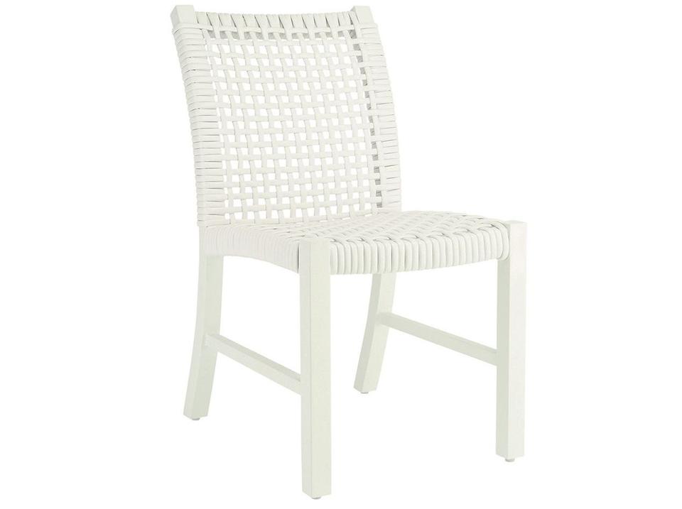 Catherine Aluminum Wicker Dining Side Chair in White and Ivory