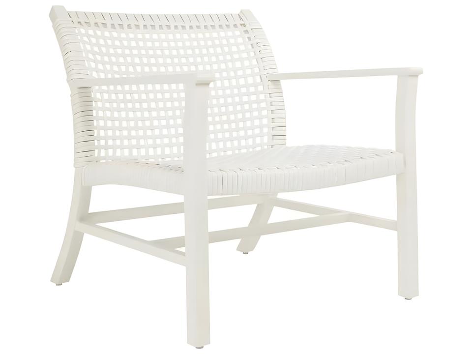 Catherine Aluminum Wicker Outdoor Lounge Chair in White and Ivory
