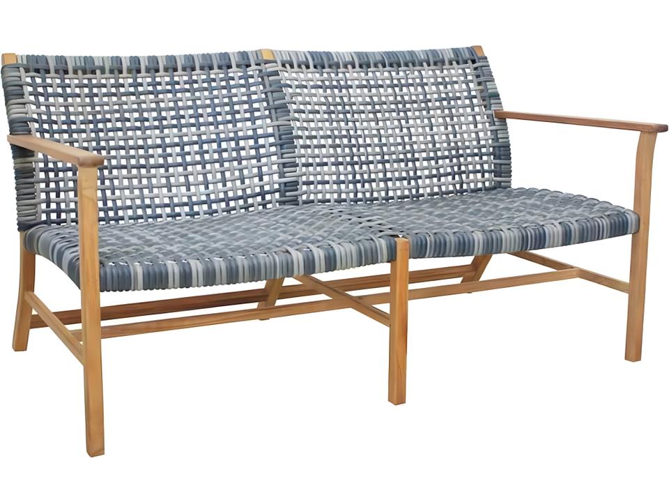 Catherine Teak Wicker Outdoor Loveseat in Ash