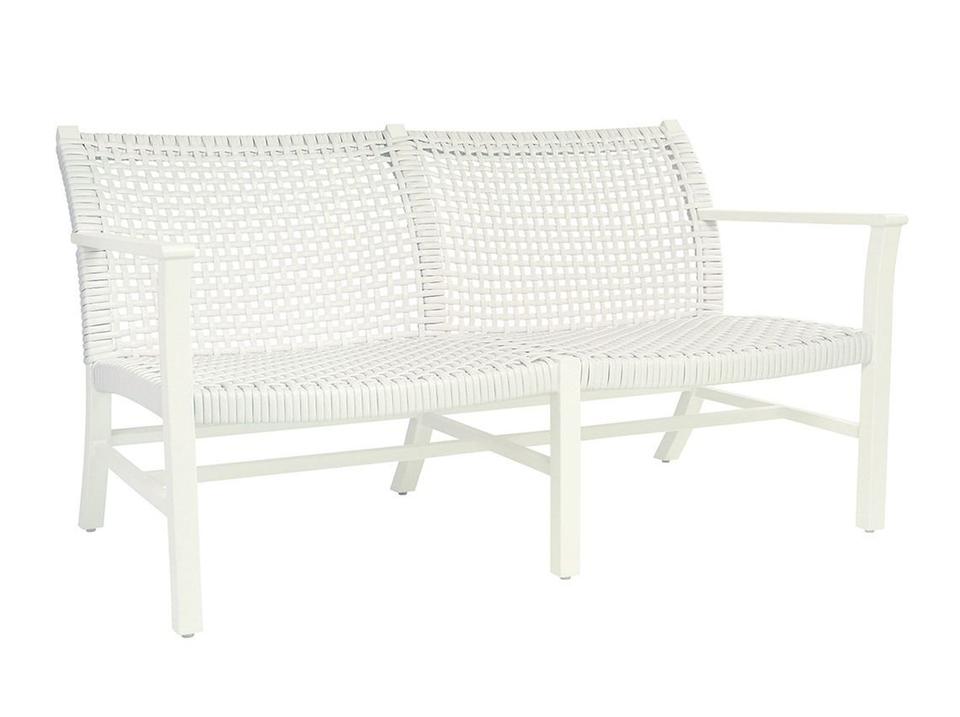 Catherine Outdoor Loveseat in Natural Teak and Ivory Wicker