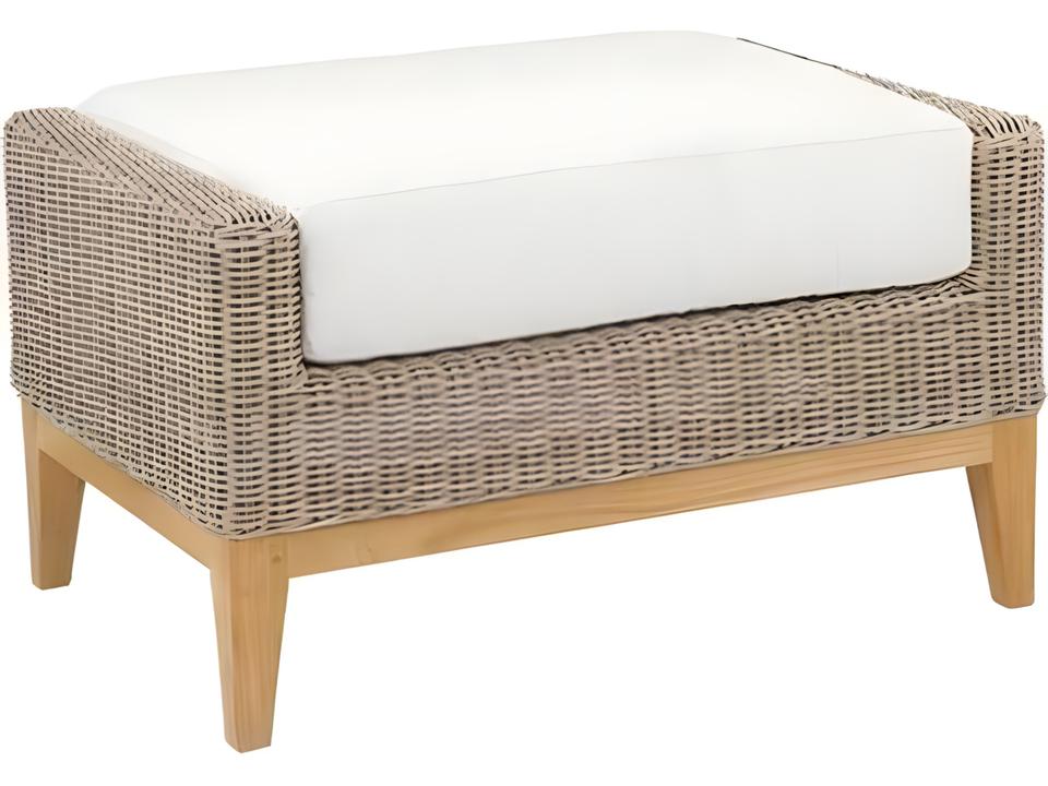 Frances Teak and Wicker Cushion Ottoman