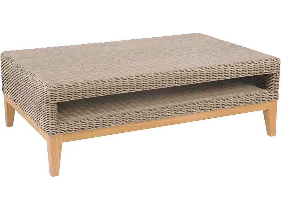 Frances Teak 45-Inch Rectangular Coffee Table with Glass Top