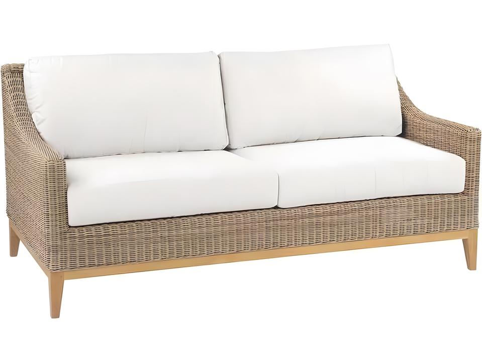 Frances 72-Inch Teak and Wicker Cushion Sofa